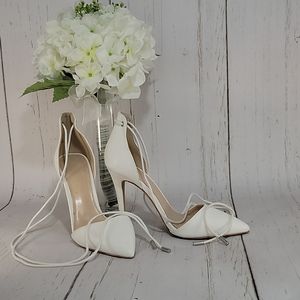 Forever 21 White 4" Ankle Tie d'Orsay Pump